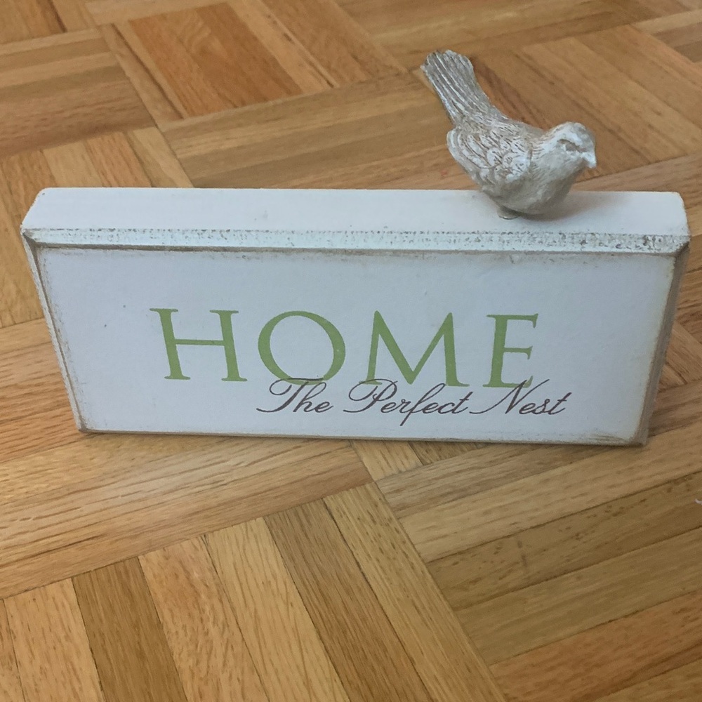 8.5” x 3.5” x 1” Decorative Home Sign with Bird Accent